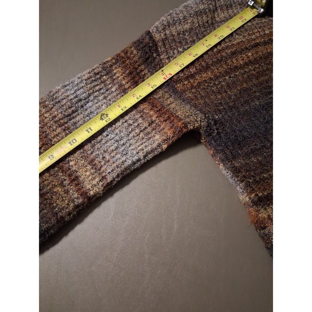 Christian Siriano Womens Small Brown Striped Fuzzy Knit Cardigan Boho Earthy - Picture 7 of 7